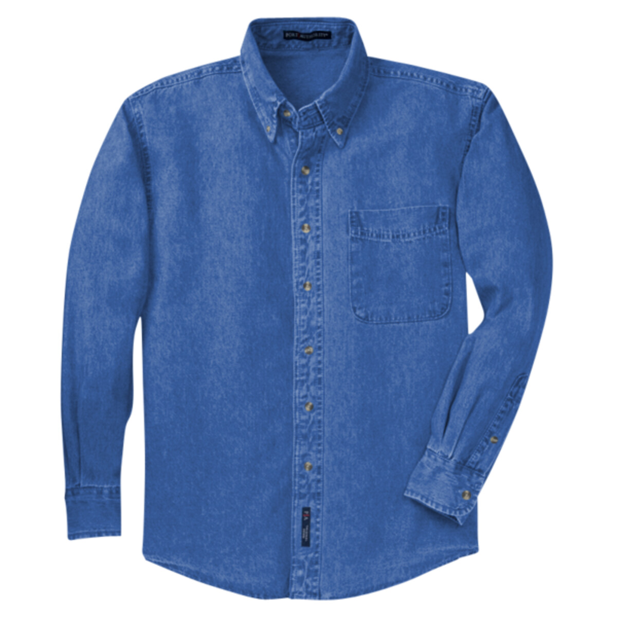 Custom No Minimum Port Authority Long Sleeve Denim Shirt S600 Front View