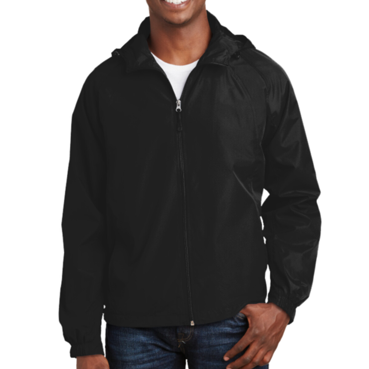 Custom No Minimum Sport-Tek Hooded Raglan Jacket JST73 Front View