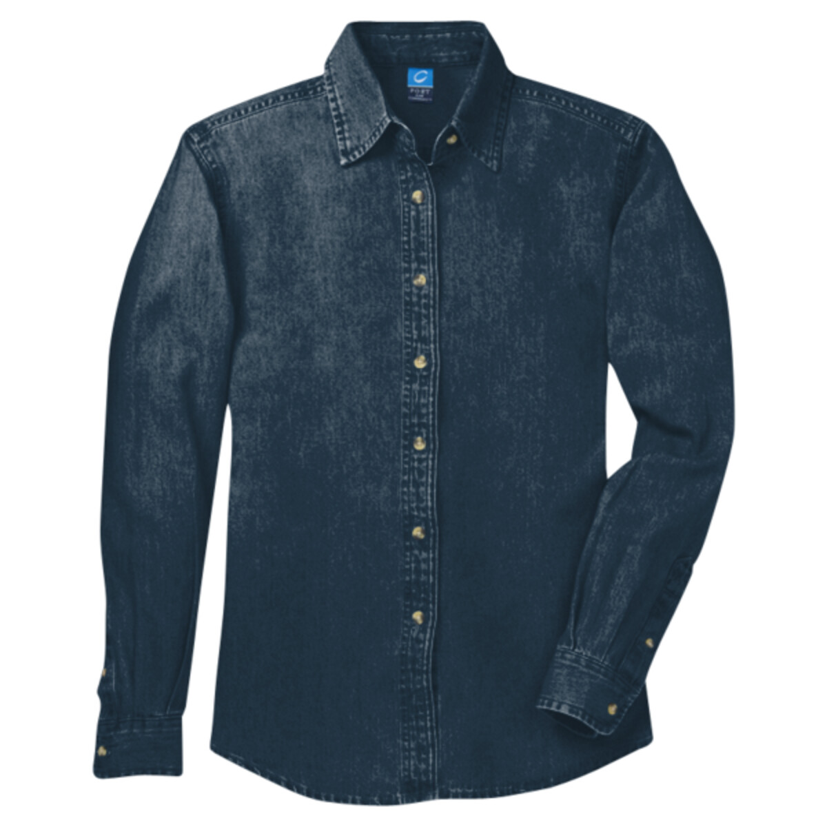 No Minimum Custom Logo Ladies Long Sleeve Value Denim Shirt LSP10 Front View