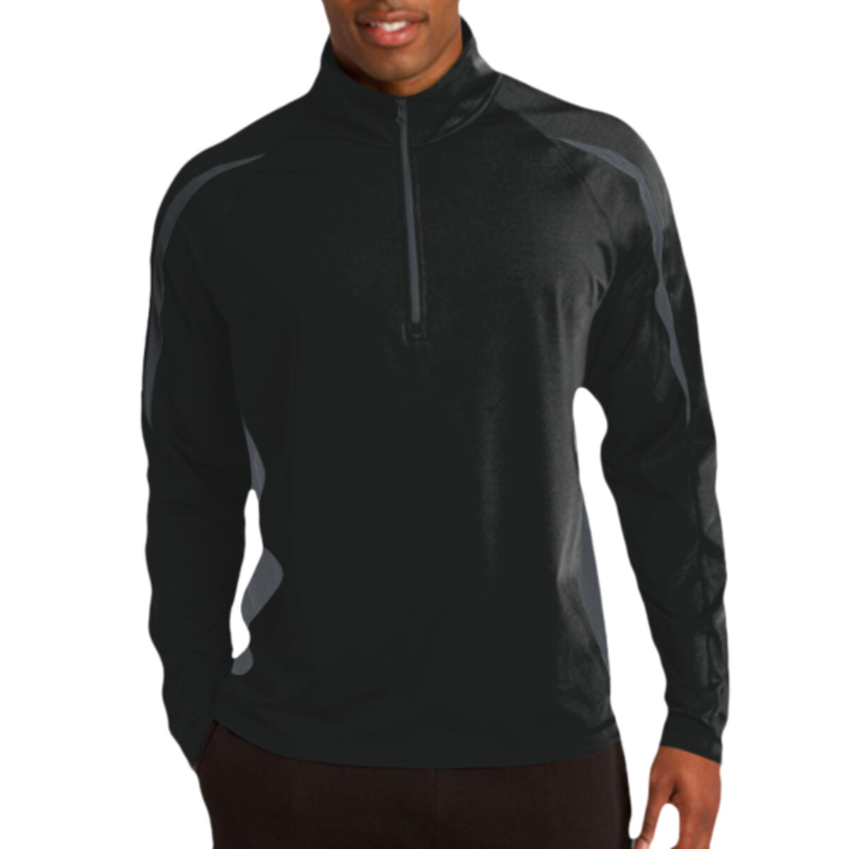 Custom No Minimum Sport-Tek Sport Wick Stretch 1/2 Zip Colorblock Pullover ST851 Front View