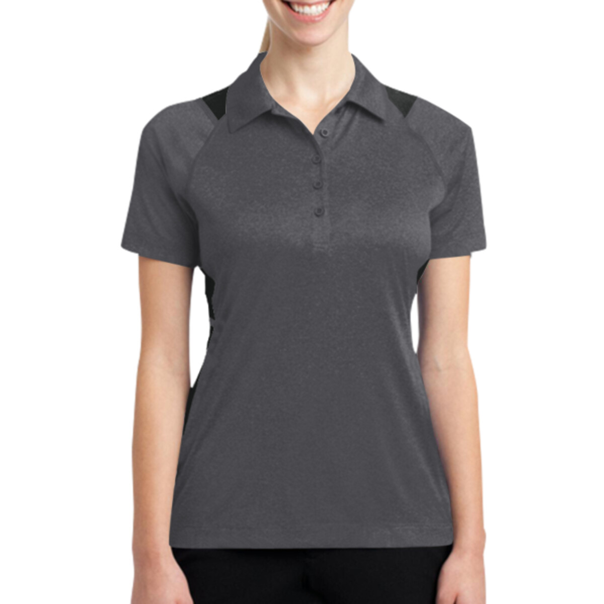 Custom No Minimum Sport-Tek Ladies Heather Colorblock Contender Polo LST665 Front View