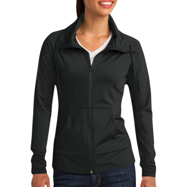 Custom No Minimum Sport-Tek Ladies Sport Wick Stretch Full Zip Jacket LST852 Front View