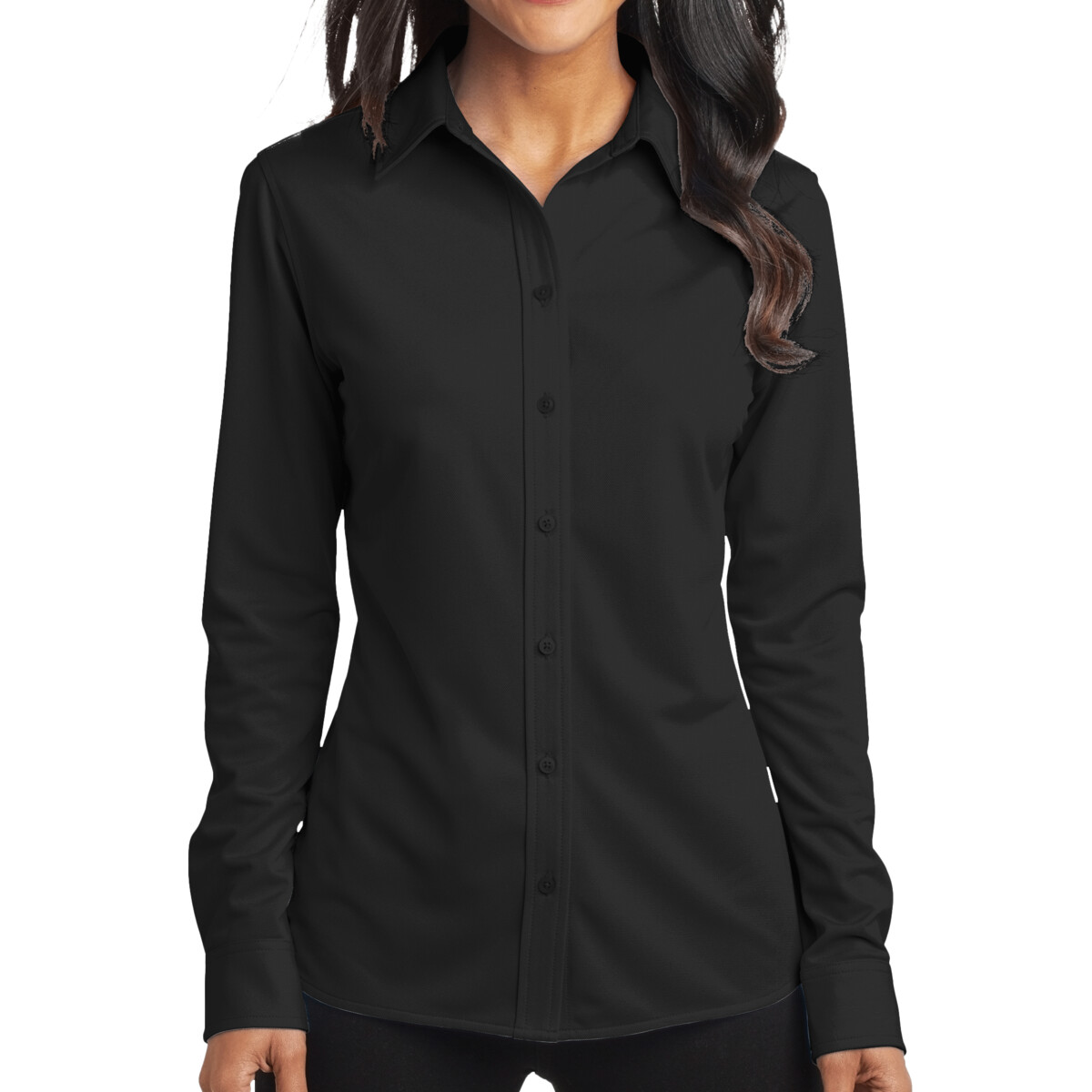 Custom No Minimum Port Authority Ladies Dimension Knit Dress Shirt L570 Front View