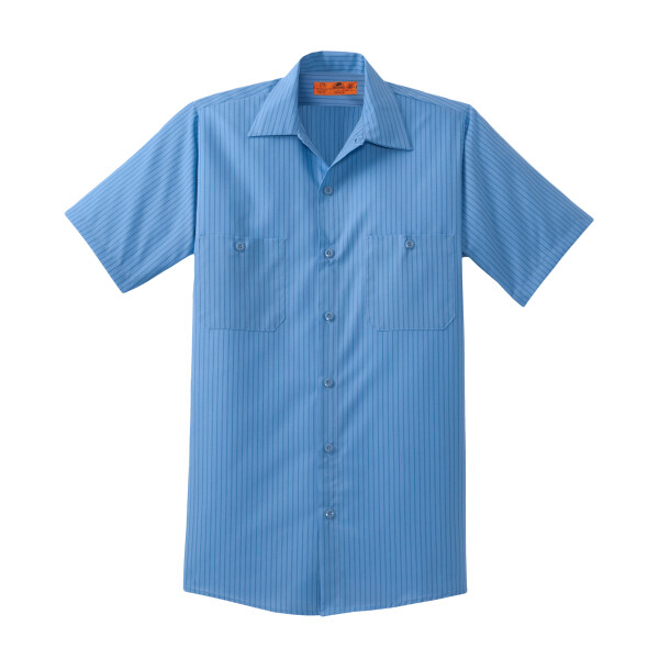 Custom No Minimum Red Kap Short Sleeve Striped Industrial Work Shirt CS20 Front View