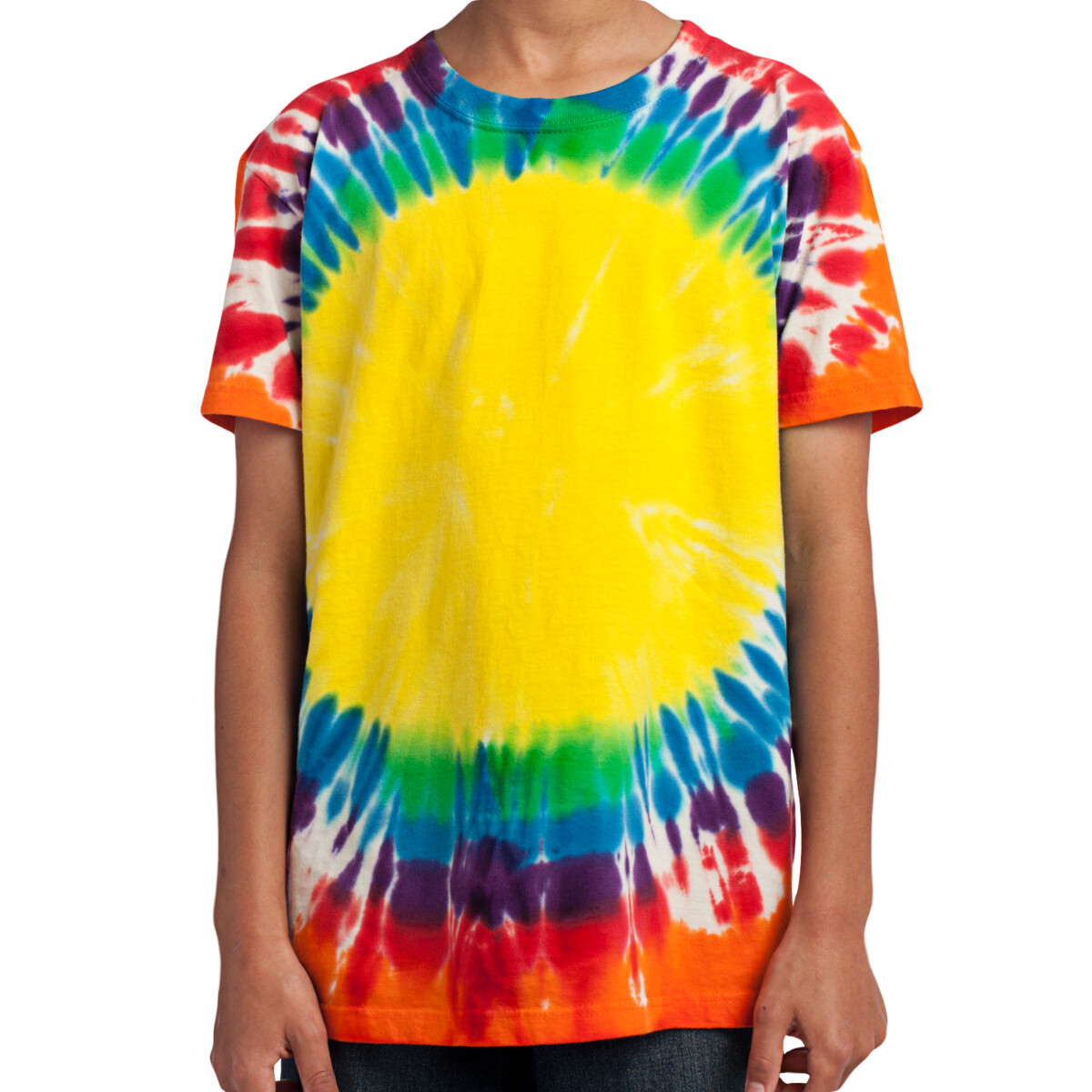 No Minimum Custom Logo Youth Window Tie Dye Tee PC149Y Front View