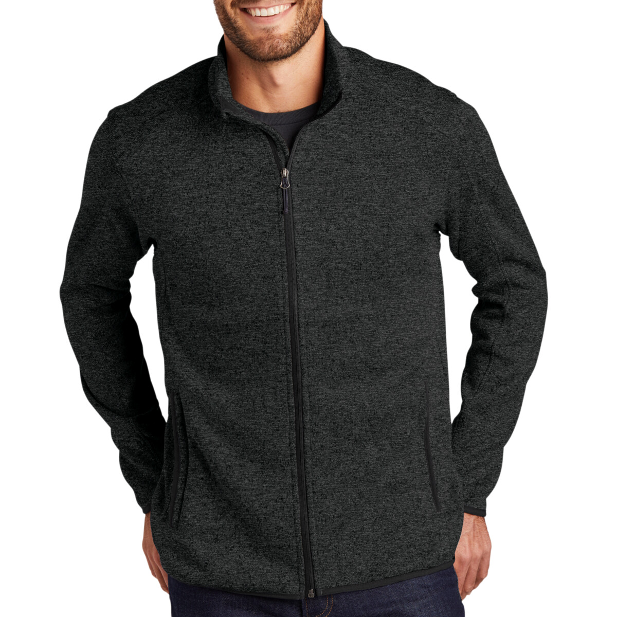 Custom No Minimum Port Authority Sweater Fleece Jacket F232 Front View