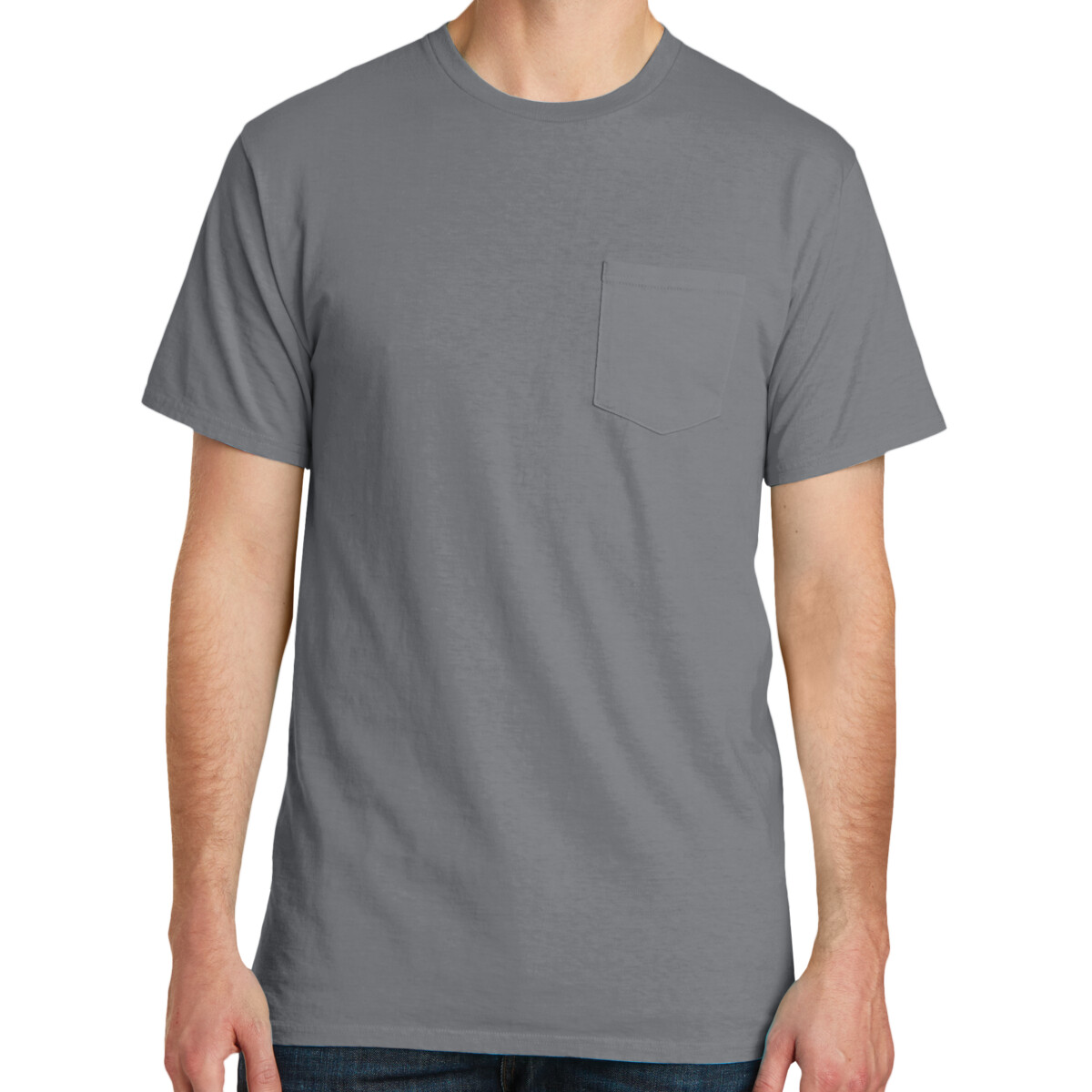 No Minimum Custom Logo Beach Wash ® Garment Dyed Pocket Tee PC099P Front View