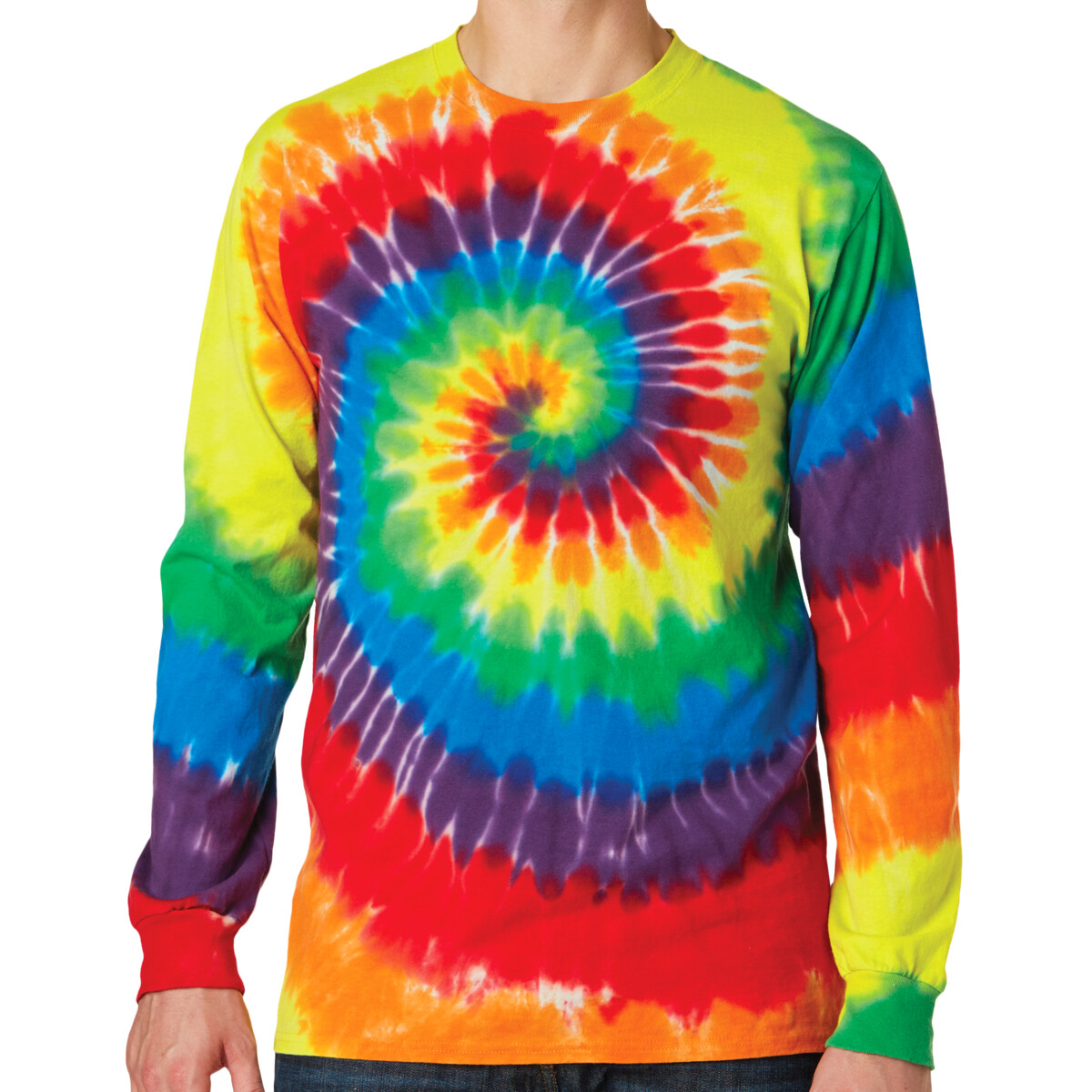 No Minimum Custom Logo Tie Dye Long Sleeve Tee PC147LS Front View