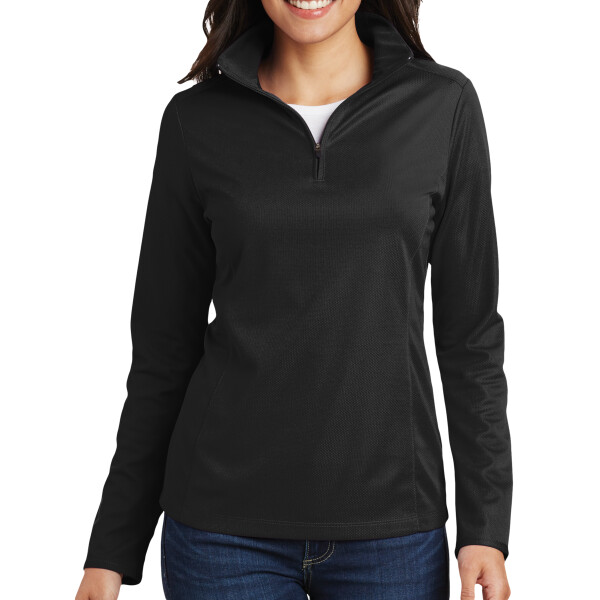 Custom No Minimum Port Authority Ladies Pinpoint Mesh 1/2 Zip L806 Front View