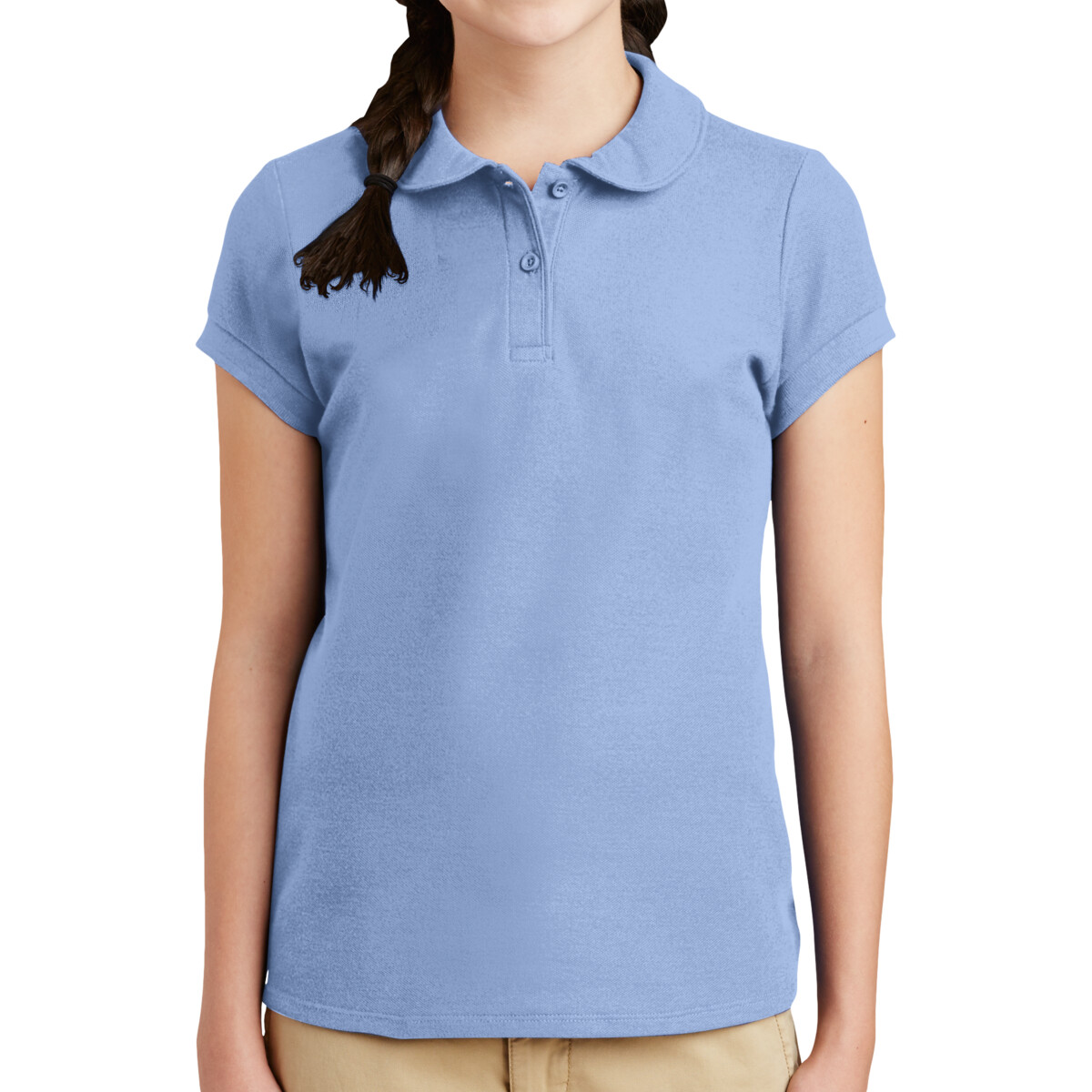 Custom No Minimum Girls Silk Touch Peter Pan Collar Polo YG503 Front View
