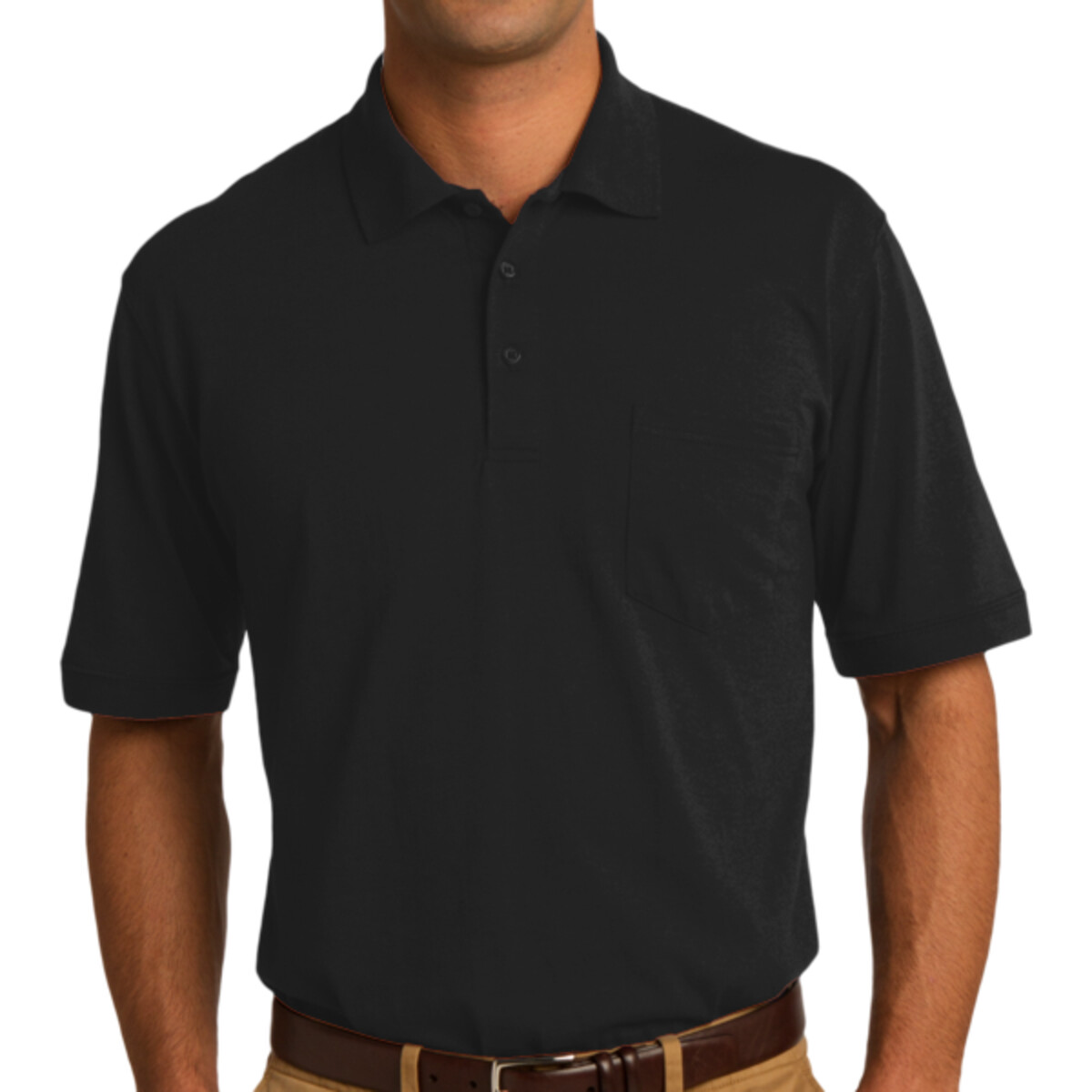 No Minimum Custom Logo Core Blend Jersey Knit Pocket Polo KP55P Front View