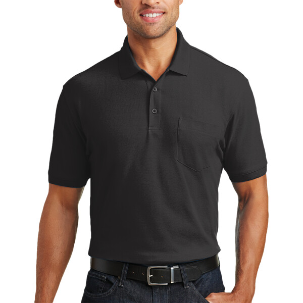 Custom No Minimum Port Authority Core Classic Pique Pocket Polo K100P Front View