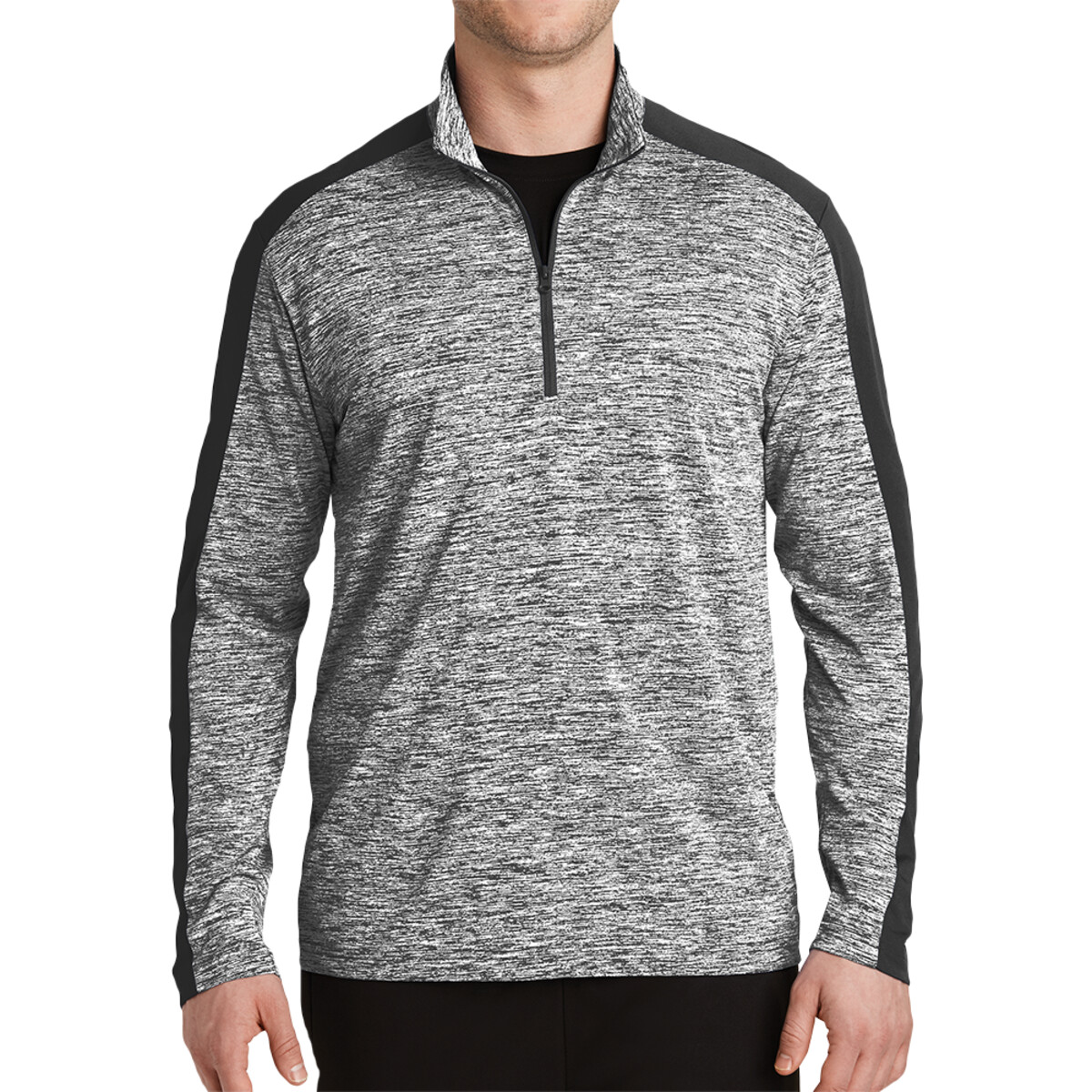 Custom No Minimum Sport-Tek PosiCharge Electric Heather Colorblock 1/4 Zip Pullover ST397 Front View