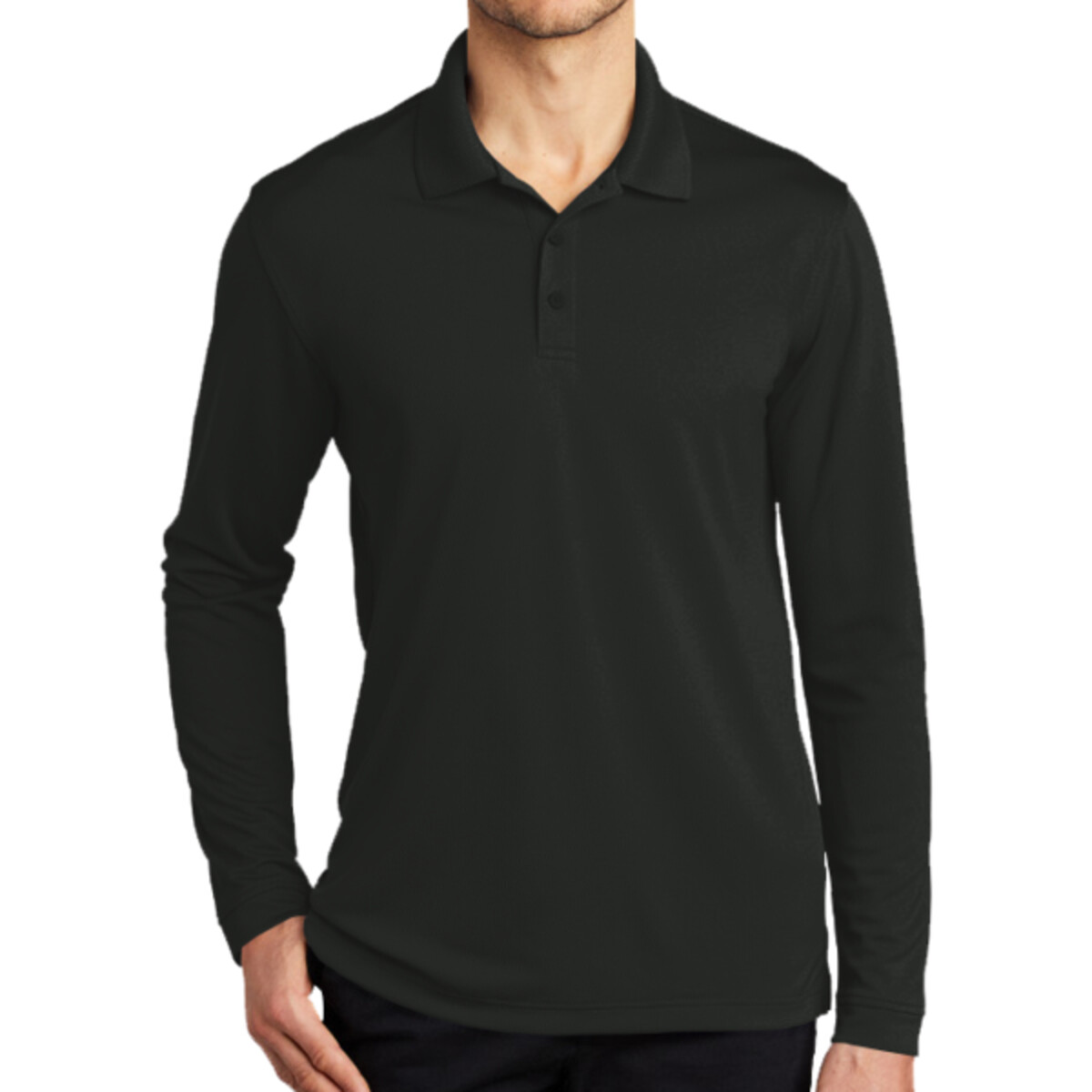 Custom No Minimum Port Authority Dry Zone UV Micro Mesh Long Sleeve Polo K110LS Front View