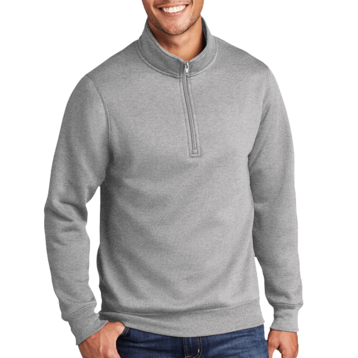 Custom No Minimum Port & Company Core Fleece 1/4 Zip Pullover Sweatshirt PC78Q Front View