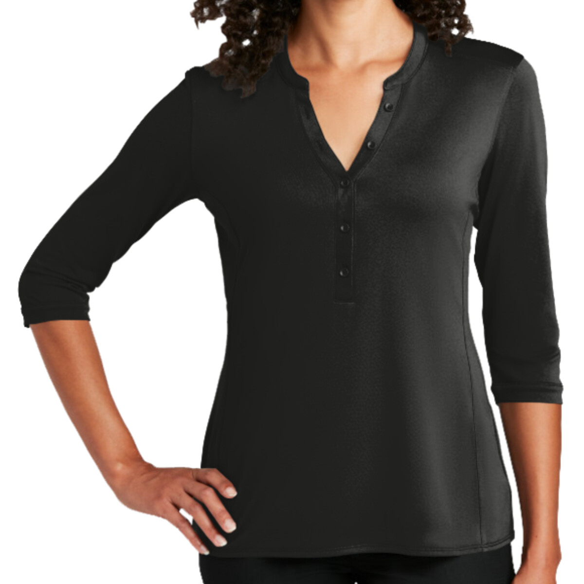 Custom No Minimum Port Authority Ladies UV Choice Pique Henley LK750 Front View
