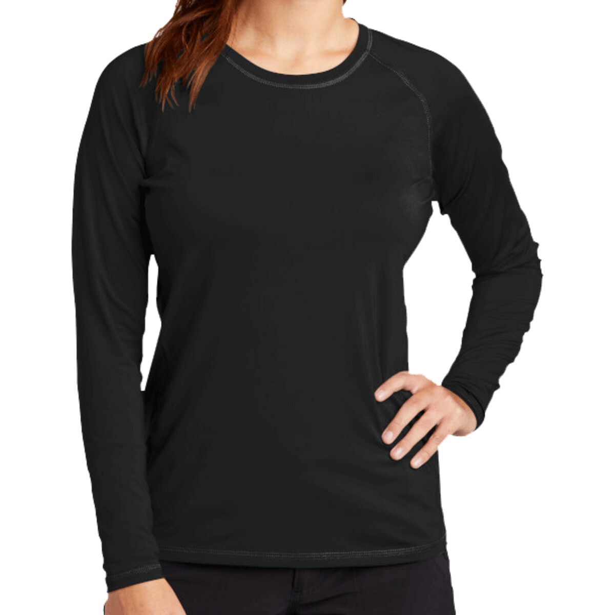 Custom No Minimum Sport-Tek Ladies Long Sleeve Rashguard Tee LST470LS Front View