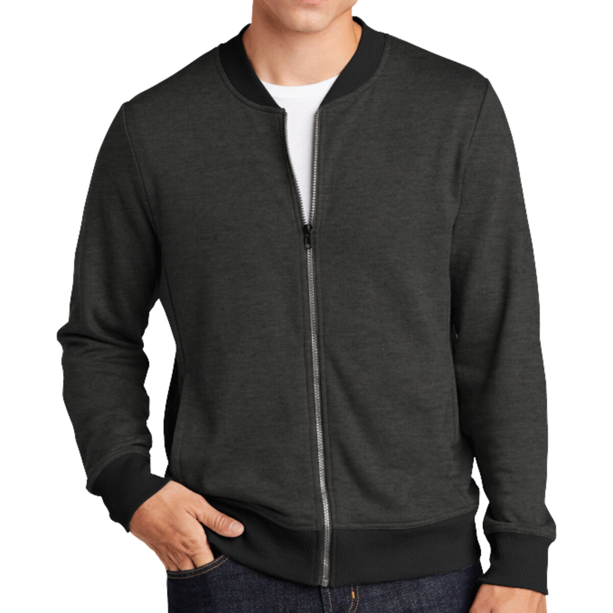 Custom No Minimum Sport-Tek Lightweight French Terry Bomber ST274 Front View