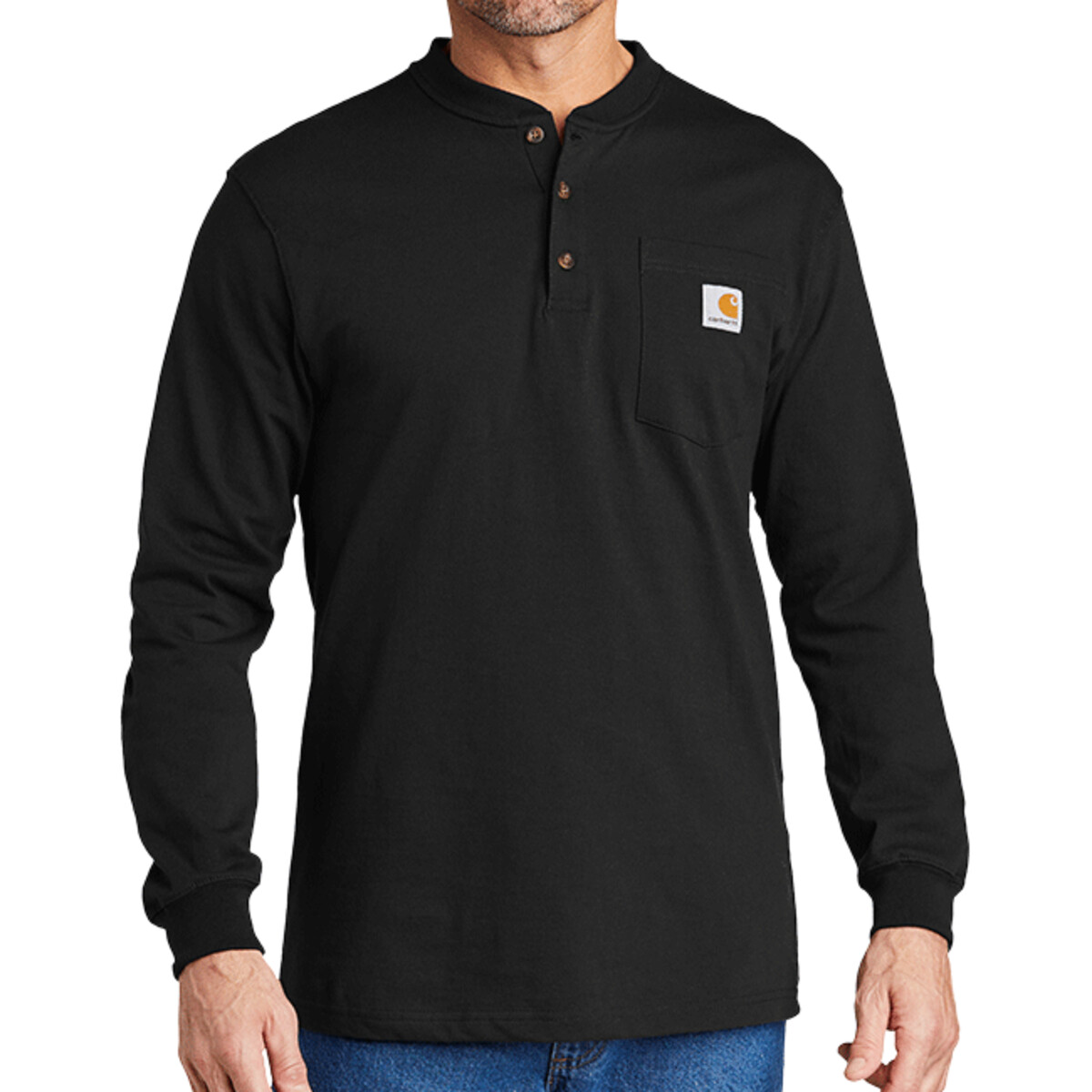 Custom No Minimum Carhartt Long Sleeve Henley T-Shirt CTK128 Front View