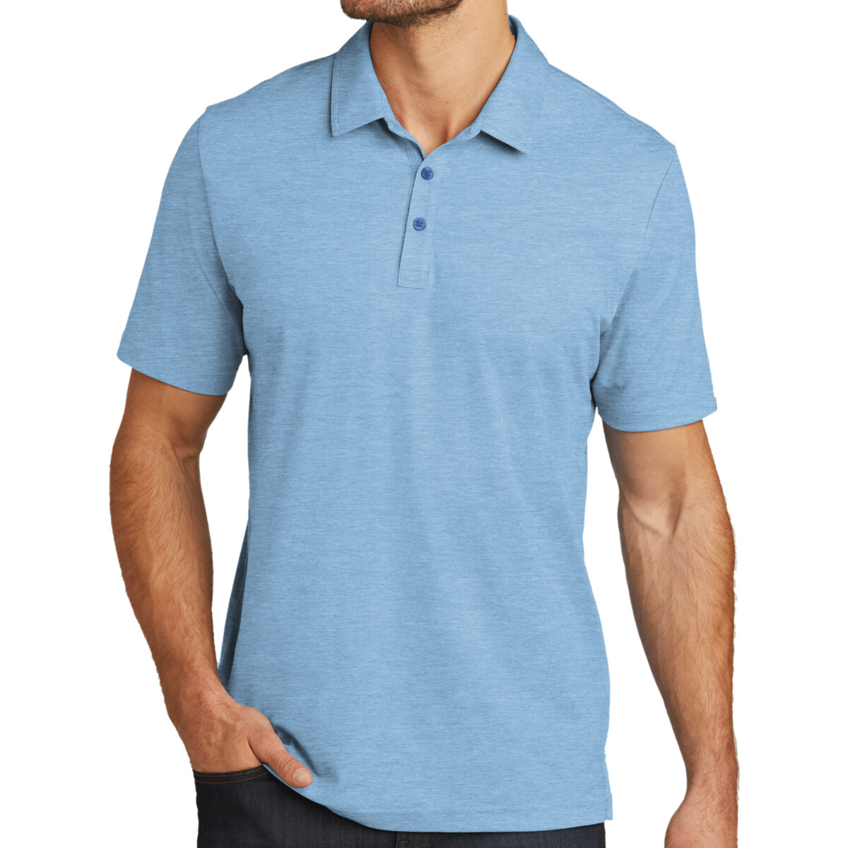 Custom No Minimum Travis Mathew Oceanside Heather Polo TM1MU412 Front View