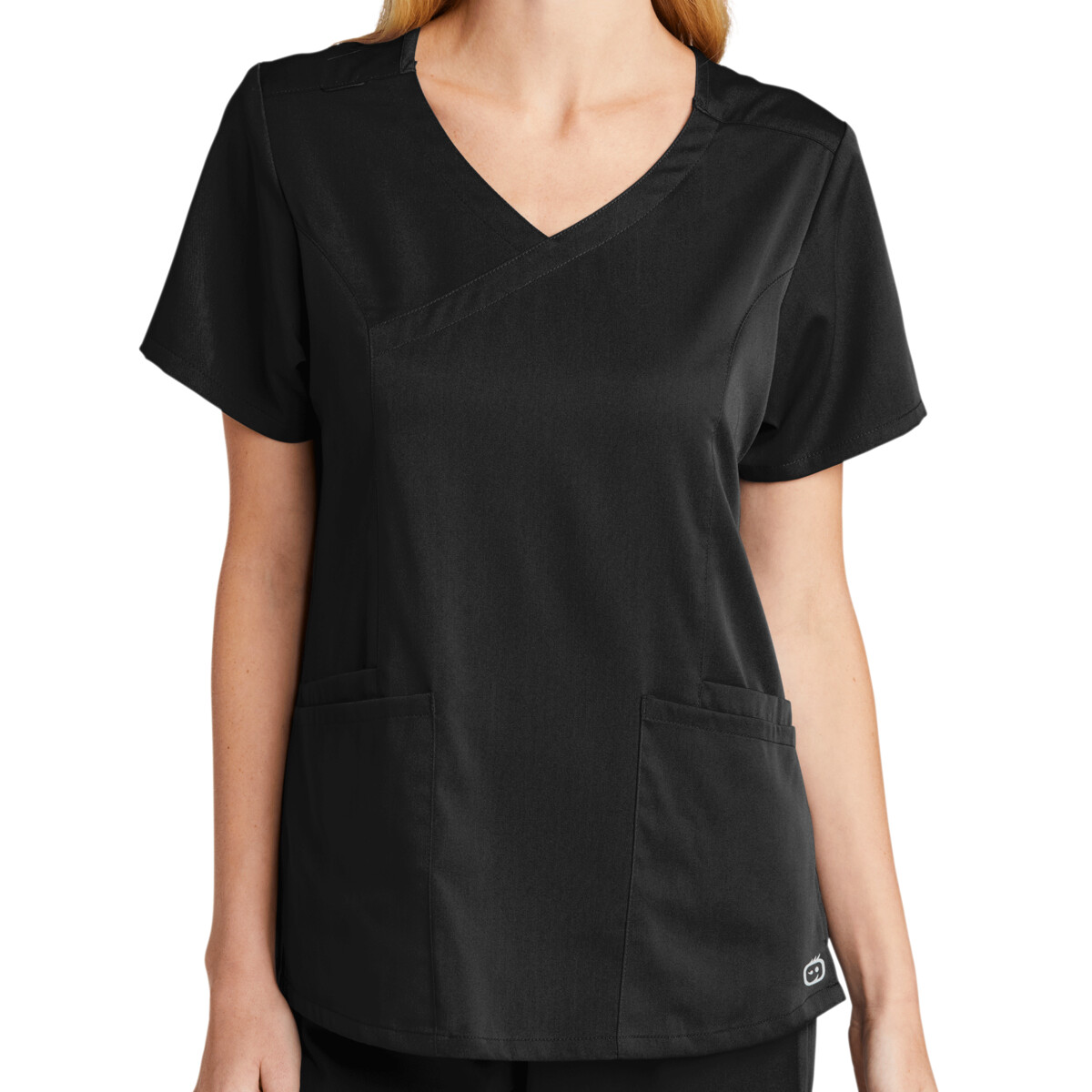 Custom No Minimum Wink Women's Premiere Flex Mock Wrap Top WW4268 Front View