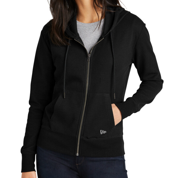 Custom No Minimum New Era Ladies Thermal Full Zip Hoodie LNEA141 Front View