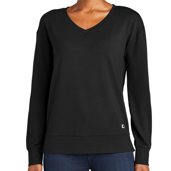 No Minimum Custom Logo OGIO Ladies Luuma Flex Long Sleeve V Neck LOG825 Front