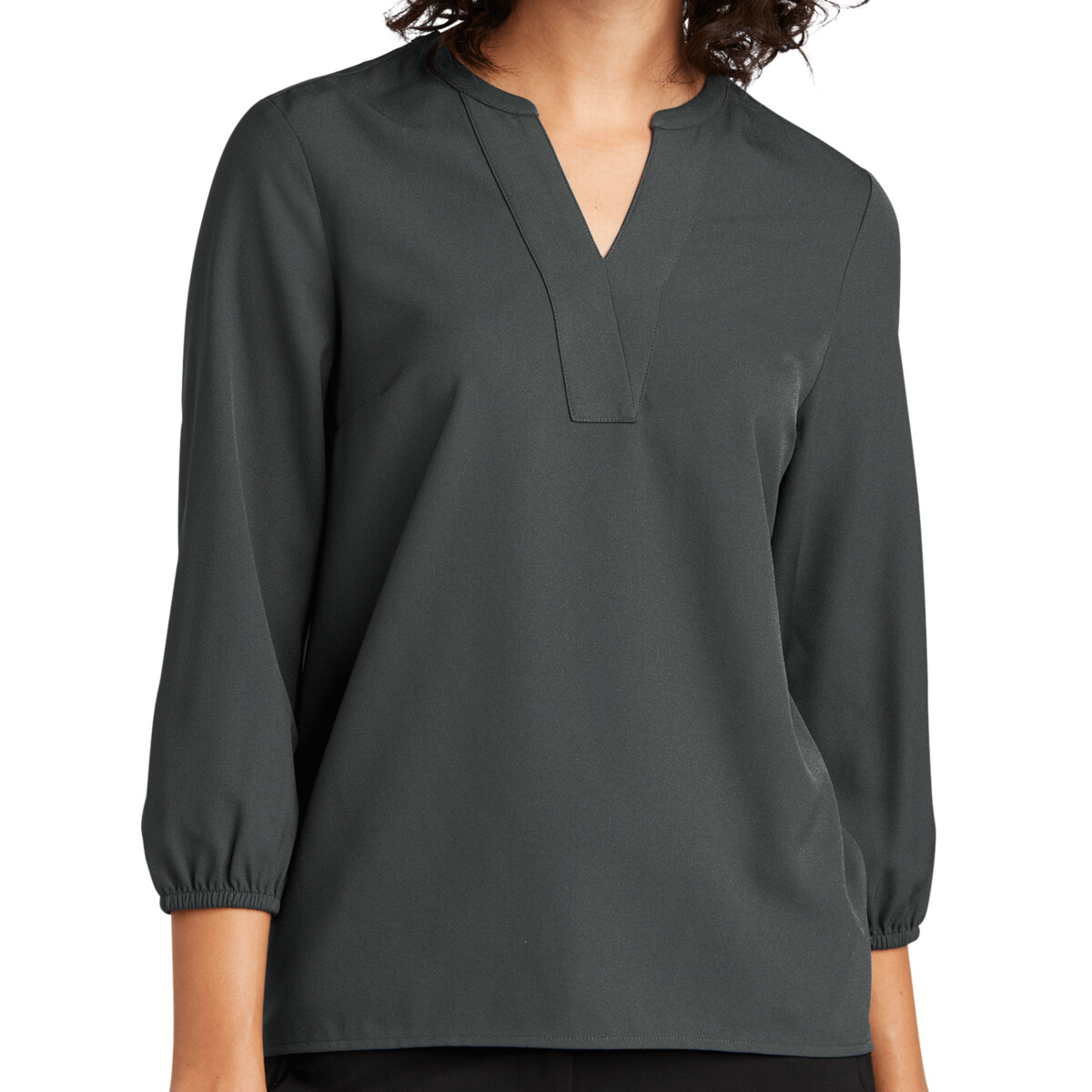 Custom Logo No Minimum Mercer+Mettle Women's Stretch 3/4 Sleeve Blouse MM2011 Front View