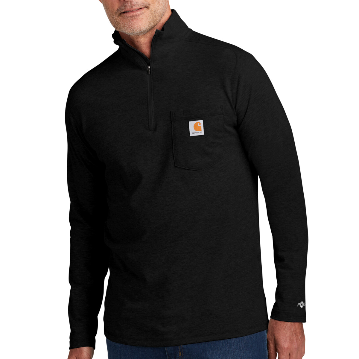 Custom No Minimum Carhartt Force 1/4 Zip Long Sleeve T-Shirt CT104255 Front View