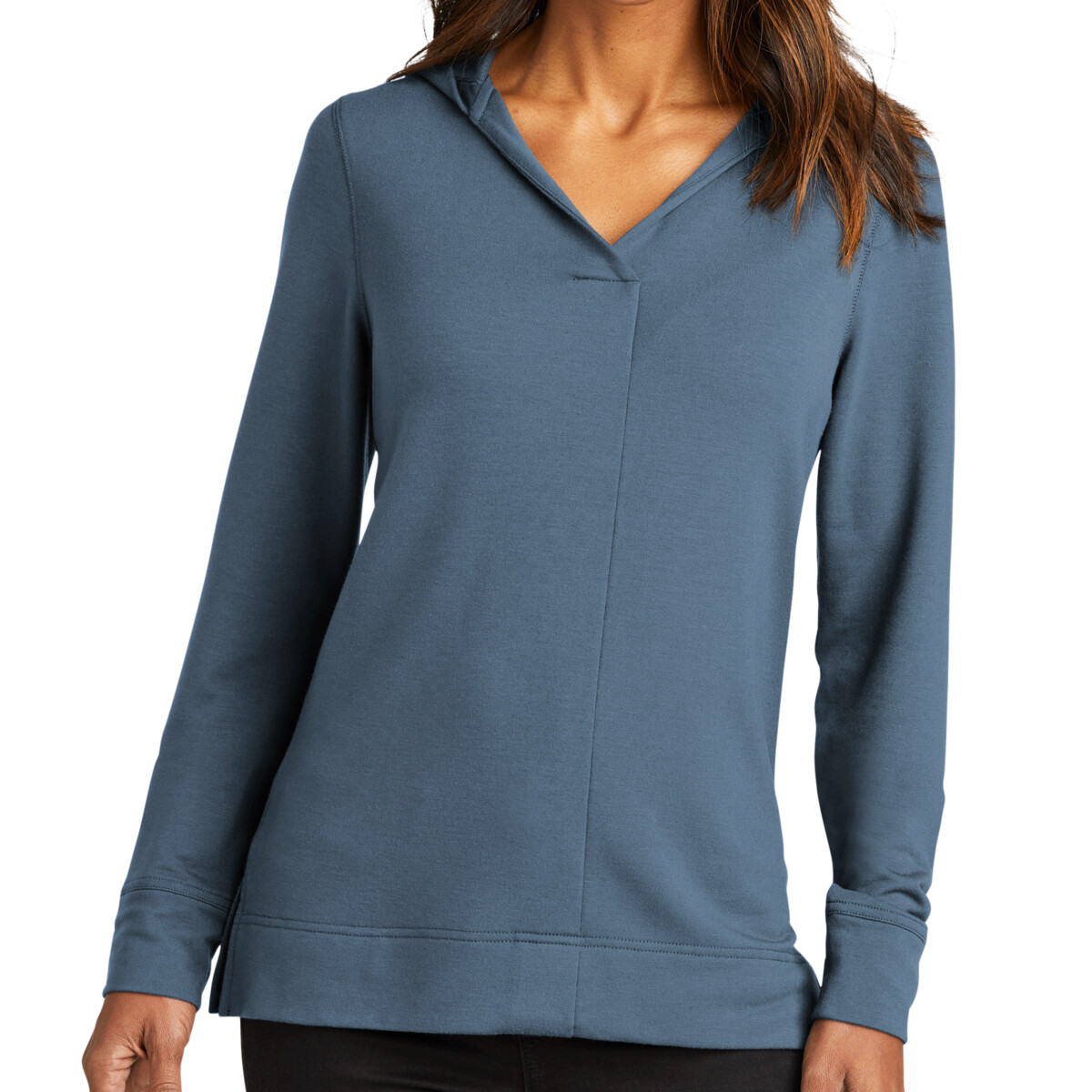 Custom No Minimum Port Authority Ladies Microterry Pullover Hoodie LK826 Front View