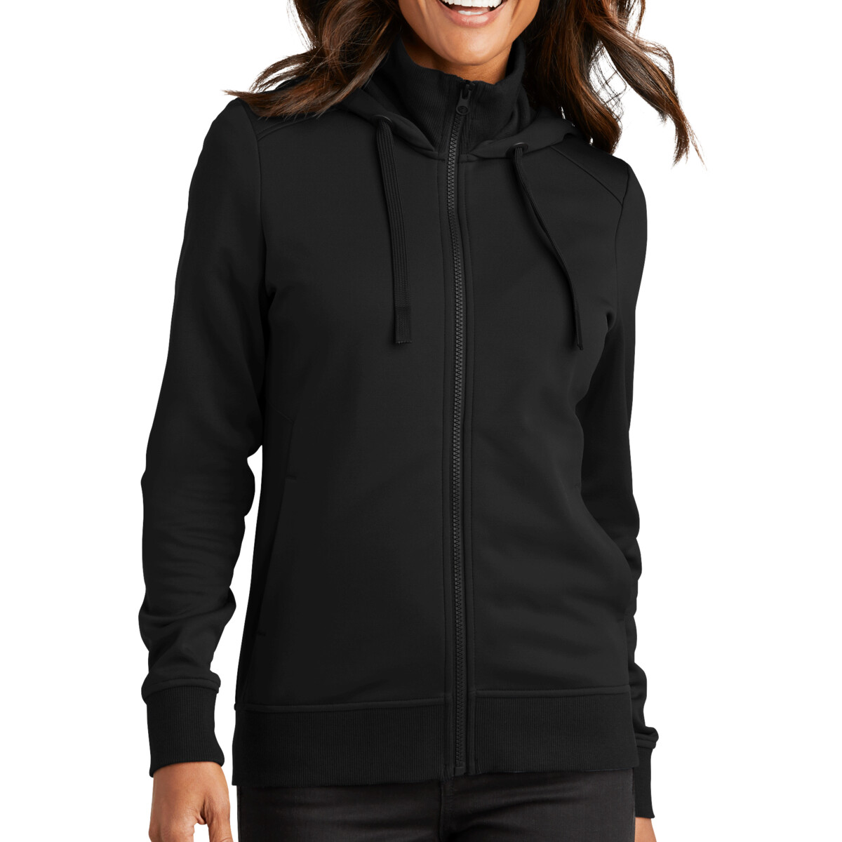 Custom No Minimum Port Authority Ladies Smooth Fleece Hooded Jacket L814 Front View