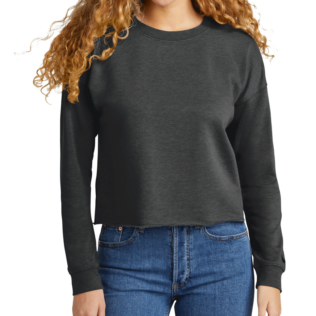 Custom No Minimum New Era Ladies Tri Blend Fleece Crop Crew LNEA514 Front View
