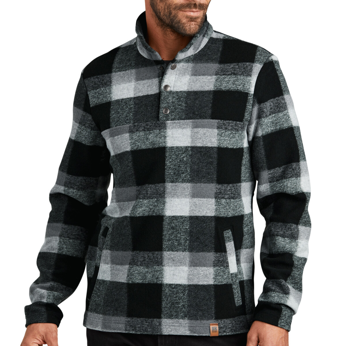 Custom No Minimum Russell Outdoors Basin Snap Pullover RU551 Front View
