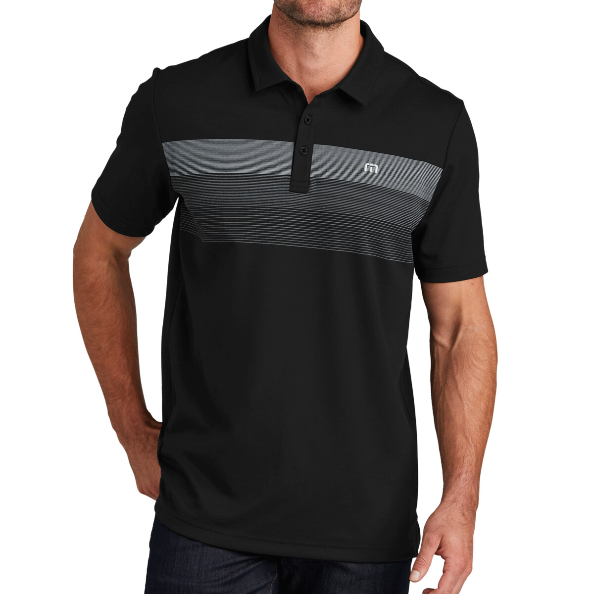 Custom No Minimum Travis Mathew Coastal Chest Stripe Polo TM1MY402 Front View