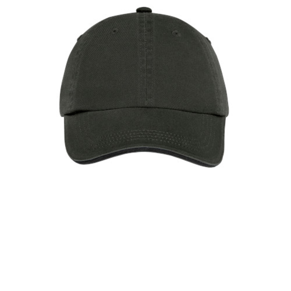 Custom No Minimum Port Authority Sandwich Bill Cap with Striped Closure C830 Front View