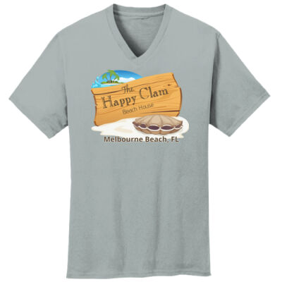 Beach Wood Sign Clam Template - Core Cotton V Neck Tee Thumbnail