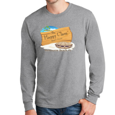 Beach Wood Sign Clam Template - Long Sleeve Core Cotton Tee Thumbnail