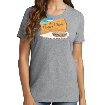 Beach Wood Sign Clam Template - Ladies Core Cotton Tee Thumbnail