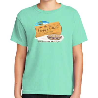 Beach Wood Sign Clam Template - Youth Ring Spun Tee Thumbnail