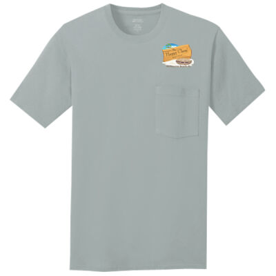 Beach Wood Sign Clam Template - Core Cotton Pocket Tee Thumbnail